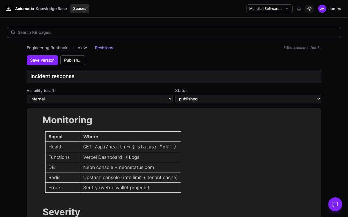 Knowledge Base — authoring and edit workflow in Axiomatic